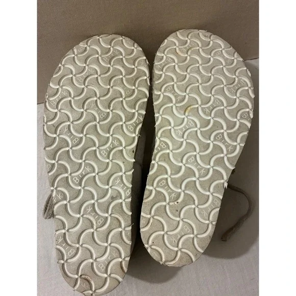 Birkenstock Artisanal Off White Pebbled Leather Button Slip On Loafers 8 Shoes - Picture 9 of 11